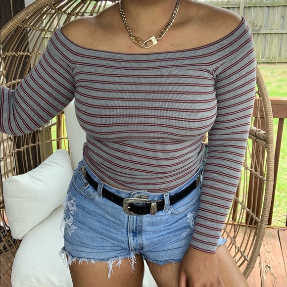 Hollister Tops - Hollister Boho Off The Shoulder Stripe Top SZ M